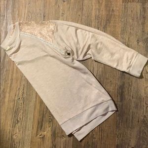 Oatmeal Sequin Shoulder Shirt